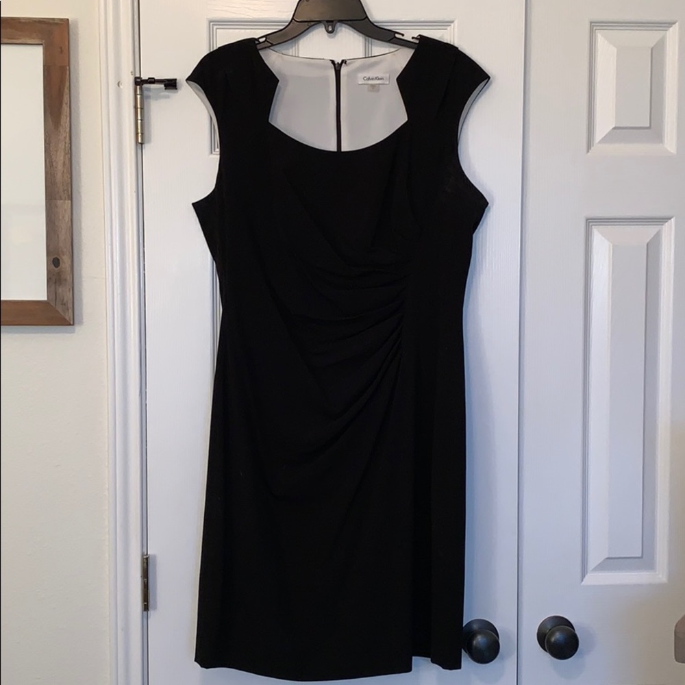 Calvin Kline Ruched Sheath Dress Black size 14